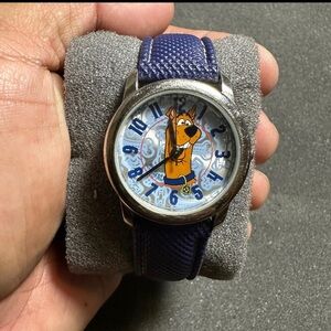 Armitron Scooby Doo Watch Unisex Silver Tone Round Blue Band Working New Battery
